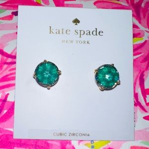 Kate Spade Bright Ideas Yellow Gold/Green Emerald Stainless Steel Stud Earrings